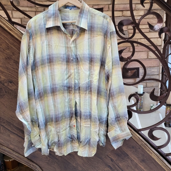 Lanzino Mans Buttondown Shirt 100% Linen XXL - Picture 1 of 5